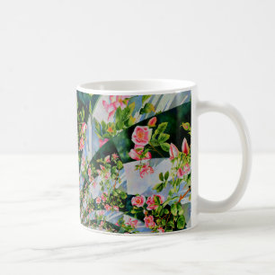 Caneca De Café Bonito rosa-boho, rosas vermelhas, flor-aquarela