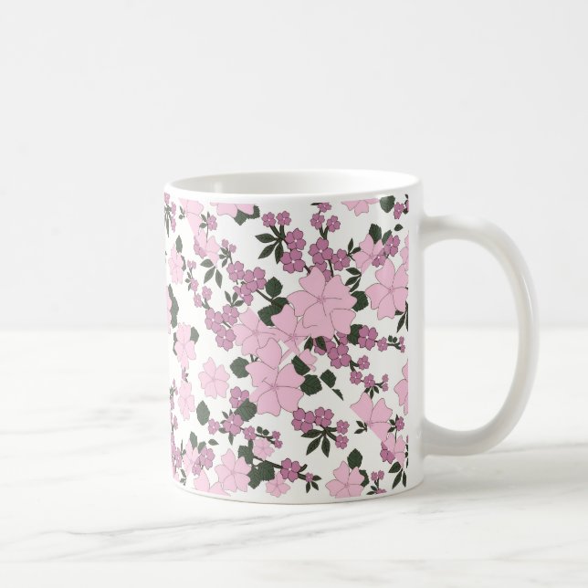 Caneca De Café Bonito rosa Floral (Direita)
