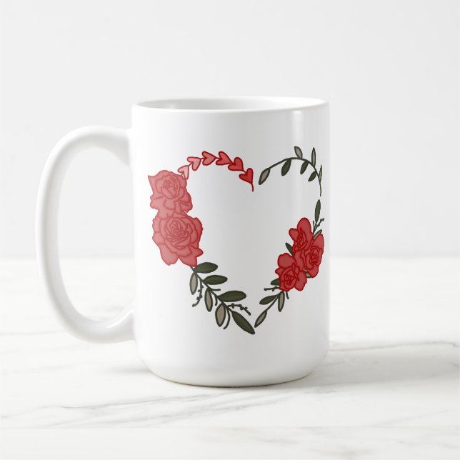 Caneca De Café Bonito Rosa Heart (Esquerda)