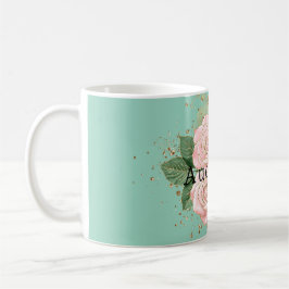 Caneca De Café Bonito Rosa Rosa Rosa Rosa Rosa Floral Dourada Bri