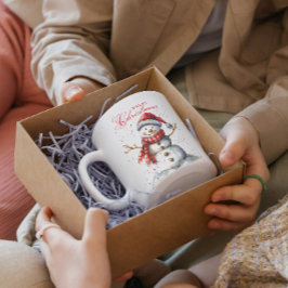 Caneca De Café Bonito Snowman e inverno Branco Feliz Natal