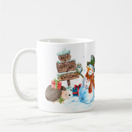 Caneca De Café Bonito Snowman Hedgehog Holly Jolly Natal