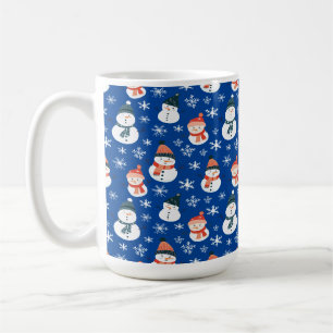 Caneca De Café Bonito Snowman Snowflake Padrão Sem Costura Natal