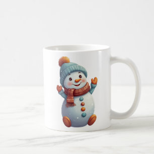 Caneca De Café Bonito Snowman Teal Laranja Laranja Café de invern