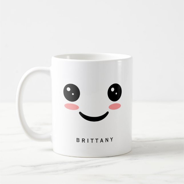 Caneca De Café Bonito Sorriso Kawaii Face (Esquerda)