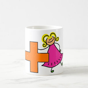Caneca De Café Bonito Stick Figura Girl with Plus Sign