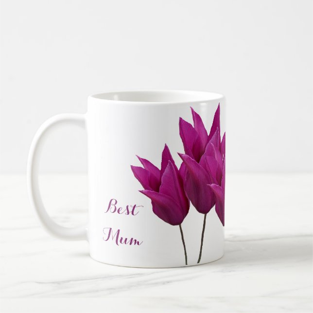 Caneca De Café Bonito tulipa rosa na moda floral elegante melhor  (Esquerda)