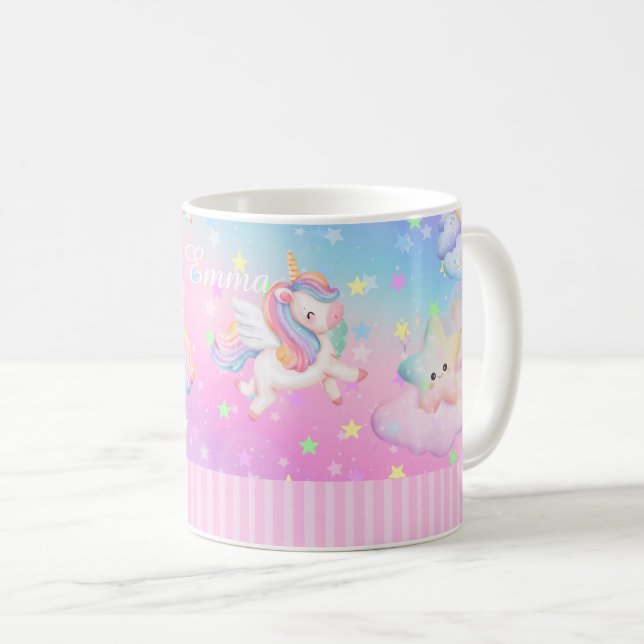 Caneca De Café Bonito Unicórnio Rosa (Frente Esquerda)