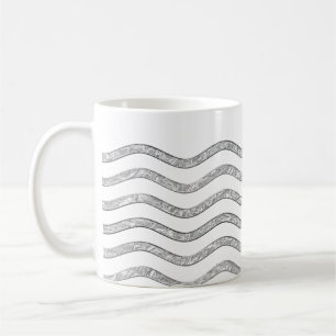 Caneca De Café Bonito Waves prata + seu backgr, texto e ideias