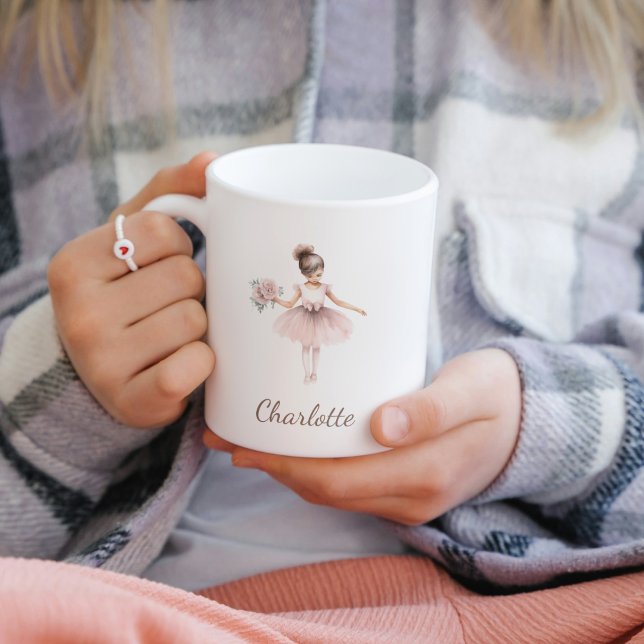 Caneca De Café Bonito Whimsic Ballerina Floral Kid (Criador carregado)