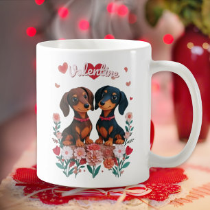 Caneca De Café Bonitos Dachshances Doxie Love Hearts Dia de os na
