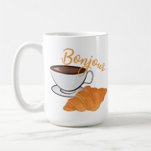 Caneca De Café Bonjour Croissant Coffee Breakfast - Café Francês