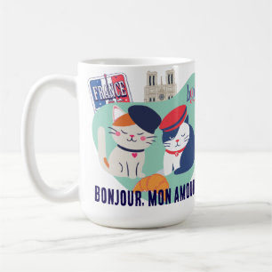 Caneca De Café Bonjour Mon Amour Presentes de Gatos da Cultura
