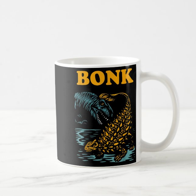 Caneca De Café Bonk Dinosaur Funny Prehistoric Humor Design  (Direita)