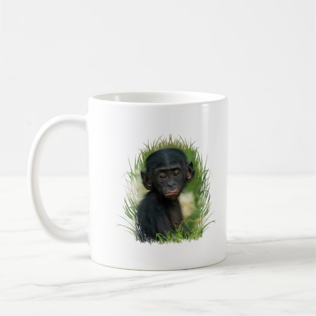 Caneca De Café Bonobo Baby In Grass (Esquerda)