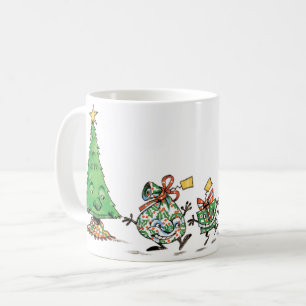 Caneca De Café Bons desenhos Dançando Presentes de Natal e Árvore