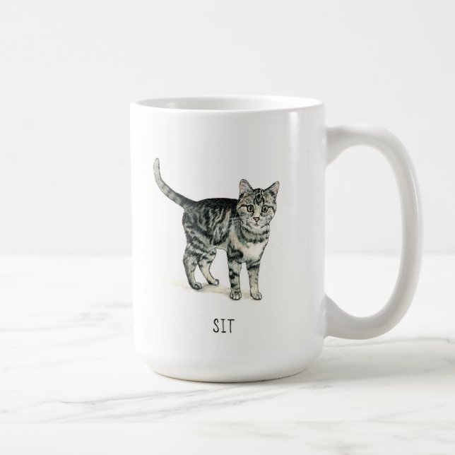 Caneca De Café Bons Gatos: Senta-Te Mug (Direita)