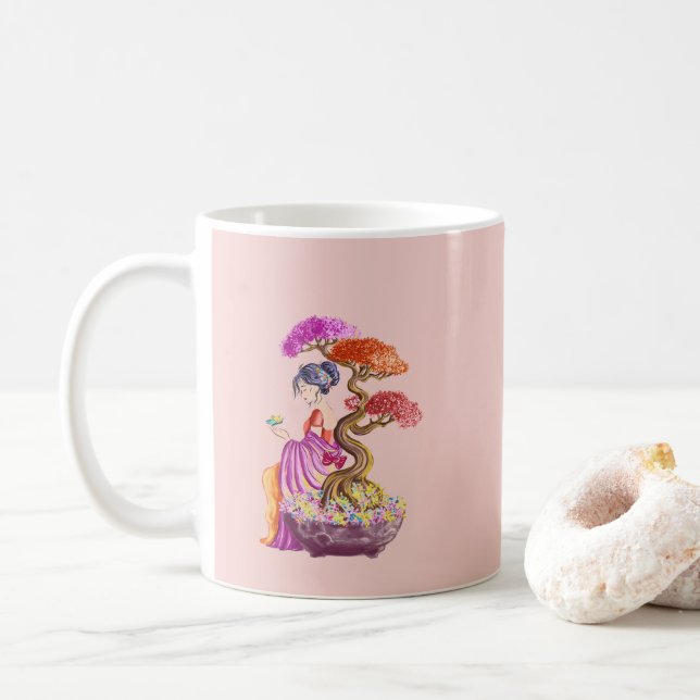 Caneca De Café Bonsaïs géants, jeune filles zen (Com Donut)