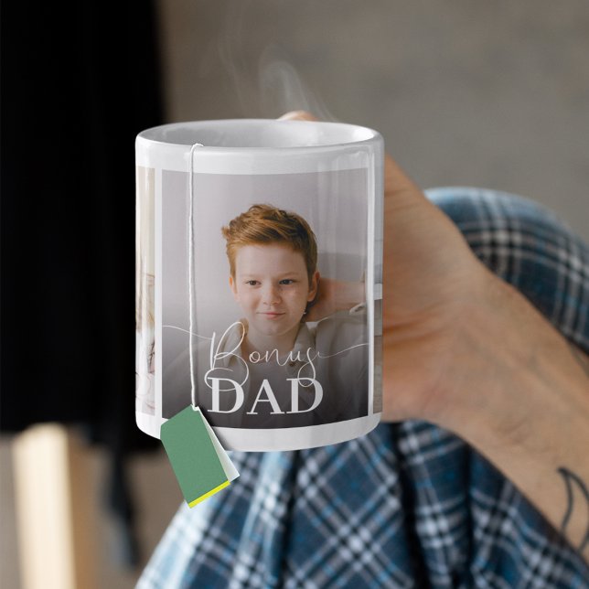 Caneca De Café Bonus Dad 5 Photo Collage (Criador carregado)