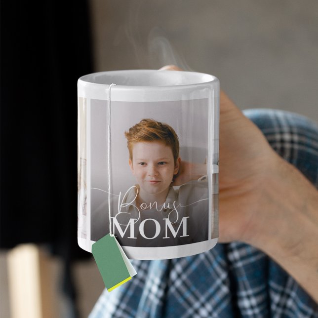 Caneca De Café Bonus Mom 5 Photo Collage (Criador carregado)
