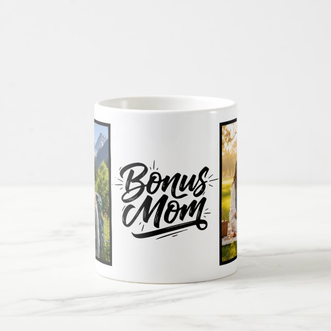 Caneca De Café Bonus Mom Brush Script Two Photo (Centro)