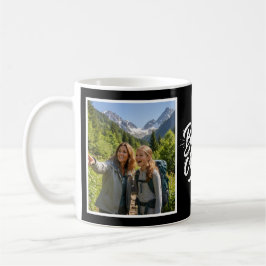 Caneca De Café Bonus Mom Brush Script Two Photo Black and White