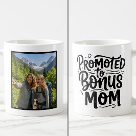 Caneca De Café Bonus Mom Promoted Brush Script Custom 1 Photo