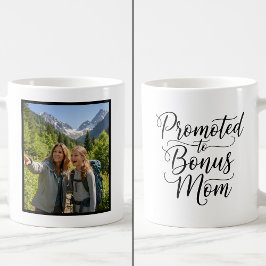 Caneca De Café Bonus Mom Promoted Elegant Cursive Custom 1 Photo