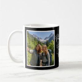 Caneca De Café Bonus Mom Promoted Elegant Cursive Two Photo Black