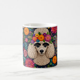 Caneca De Café Boo22 Artista Poodle Boho Floral – Poodle Colorido