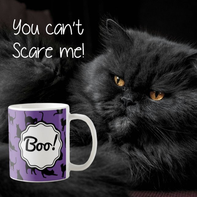 Caneca De Café Boo! Bat Preto Puro do Halloween Personalizado (This year's Halloween Color 
Is Shades of Purple Haze!)