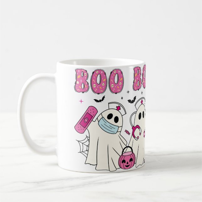 Caneca De Café "Boo Boo Halloween Doutora Fantasma e Enfermeira C (Esquerda)