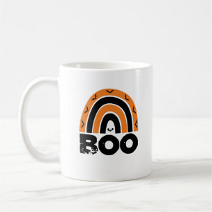 Caneca De Café Boo com Bats Voadores e Arco-íris