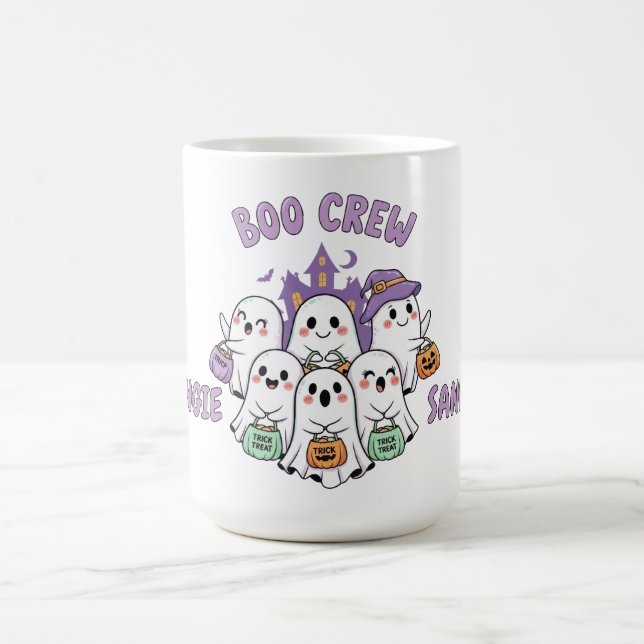 Caneca De Café Boo Crew Dois Nomes Halloween (Centro)