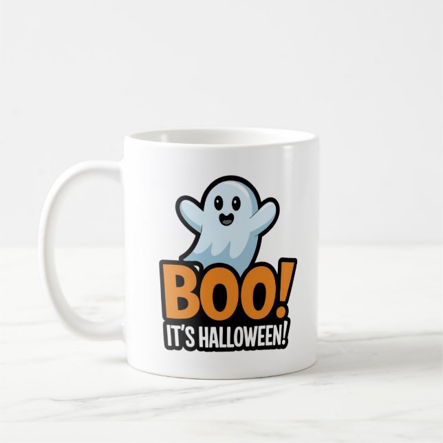 Caneca De Café boo. é design bonitinho de halloween (Esquerda)