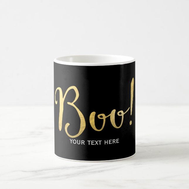 Caneca De Café BOO! Falso visual dourado Festivo de Halloween (Centro)