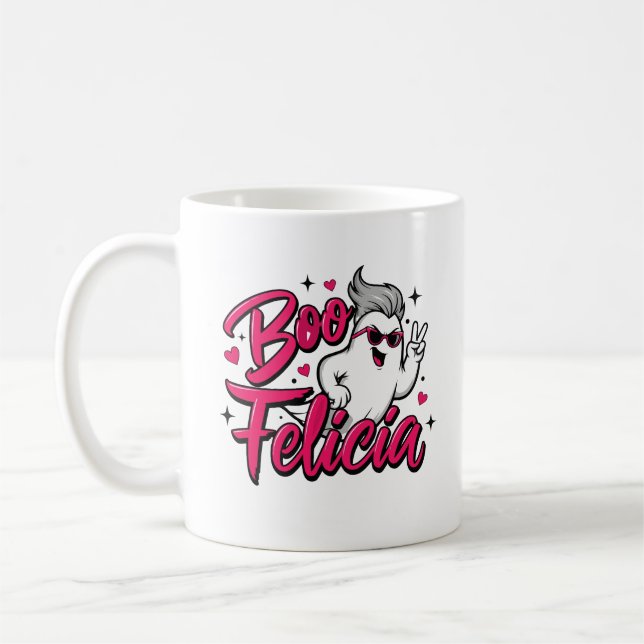 Caneca De Café "Boo, Felicia" Sassy Halloween Ghost  (Esquerda)
