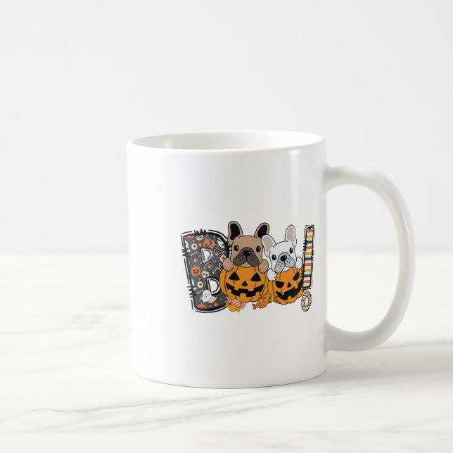 Caneca De Café Boo French Bulldog Pumpkin Candy Dog Puppy Hallowe (Direita)