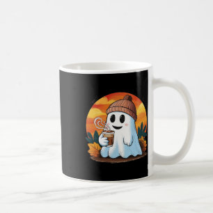 Caneca De Café Boo Ghost Bebendo Café Halloween Mulher