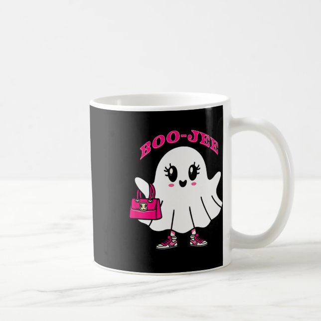 Caneca De Café Boo-jee Engraçado Fantasma Rosa Halloween (Direita)