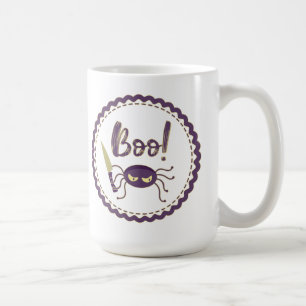 Caneca De Café Boo! Mão de faca de aranha do Halloween Café Mug