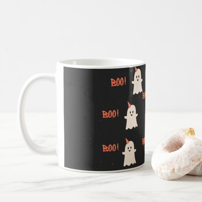 Caneca De Café "Boo!" Mug - Sips assustadores para os entusiastas (Com Donut)