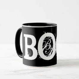 Caneca de café "BOO!" preta de Halloween