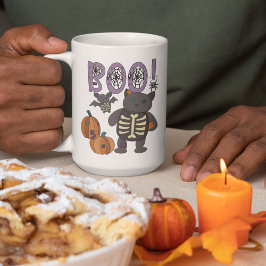 Caneca De Café Boo! Skeleton bonito e Bat Halloween