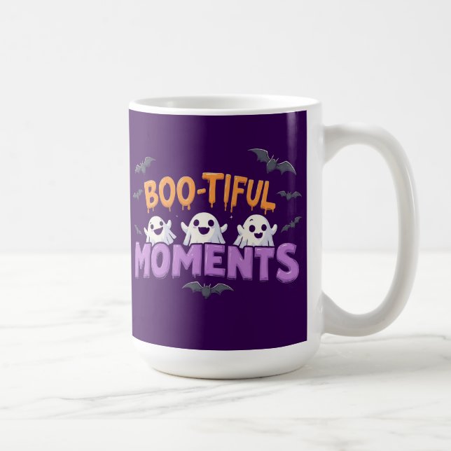 Caneca De Café Boo-Tiful Moments Cute Halloween Ghosts and Bats (Direita)