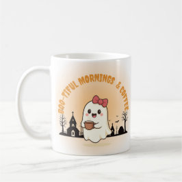 Caneca De Café Boo-tiful Mornings & Coffee" Cute Ghost Halloween