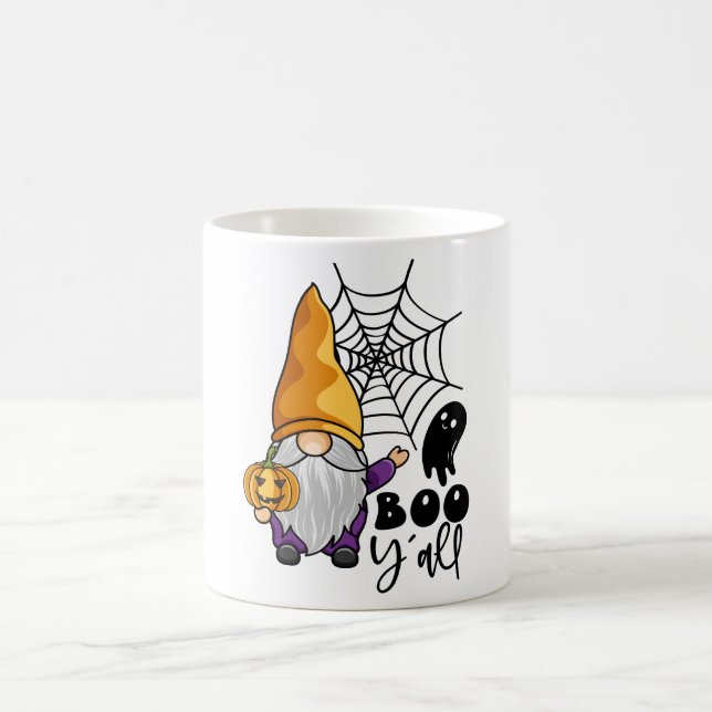 Caneca De Café Boo Y'all Halloween Gnomo Engraçado (Centro)
