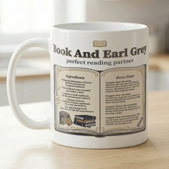 Caneca De Café Book and Earl Grey Tea Recipe (Criador carregado)