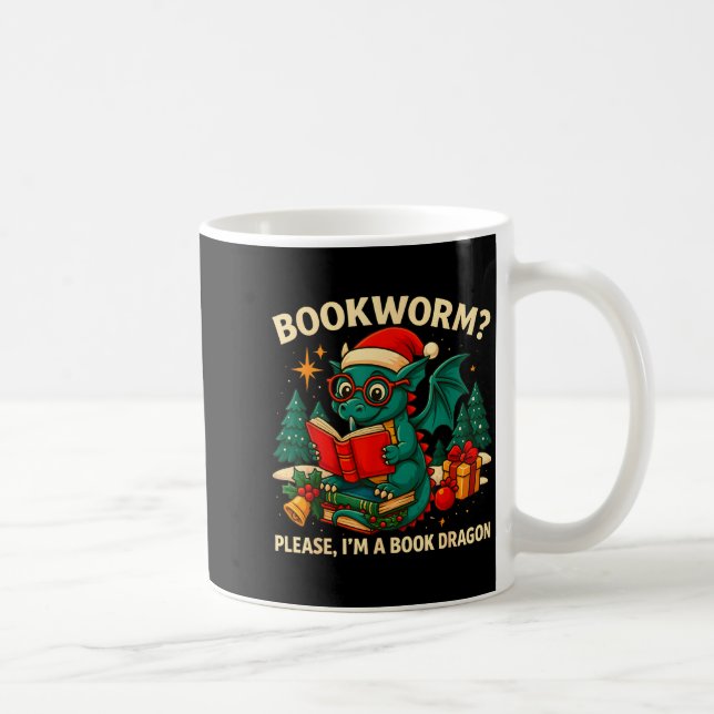 Caneca De Café Book Dragon Christmas Reading Gift For Fantasy Lov (Direita)