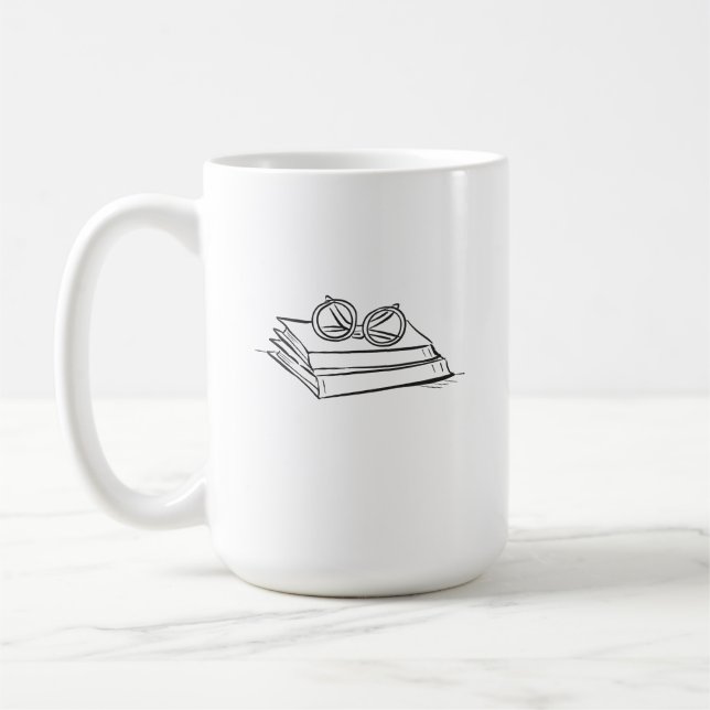 Caneca De Café Book Pile- Minimalist Book Lover  (Esquerda)